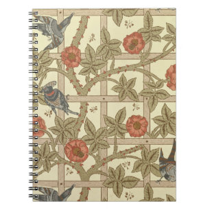 Blue and orange trellis wallpaper design, 1864 spiral notebook