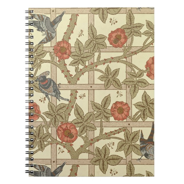 Blue and orange trellis wallpaper design, 1864 spiral notebook (Front)