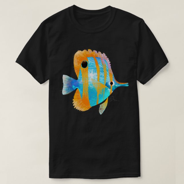 Blue and Orange Tropical Fish T-Shirt (Design Front)