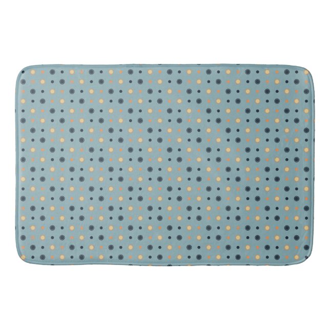 Blue and Peach Dots  Bath Mat (Front)