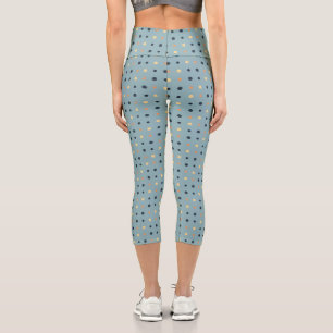 Blue and Peach Dots  Capri Leggings