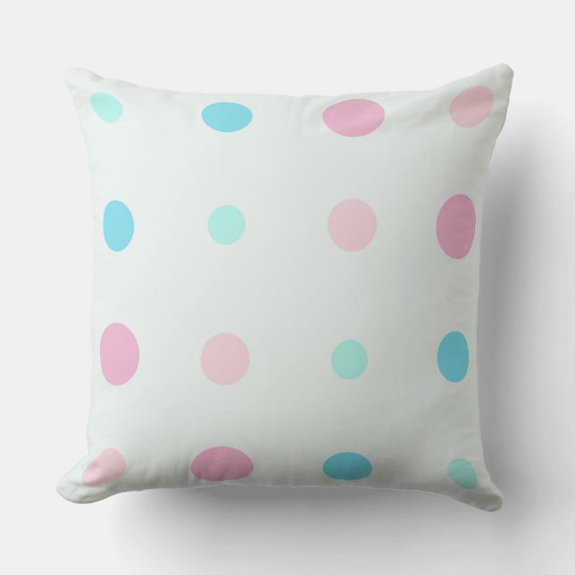 Blue and Peach Dots  Cushion (Front)