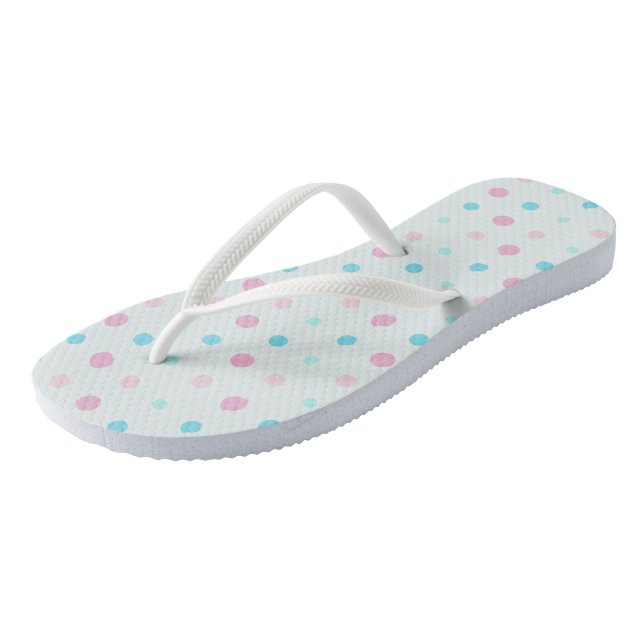 Blue and Peach Dots  Jandals (Angled)