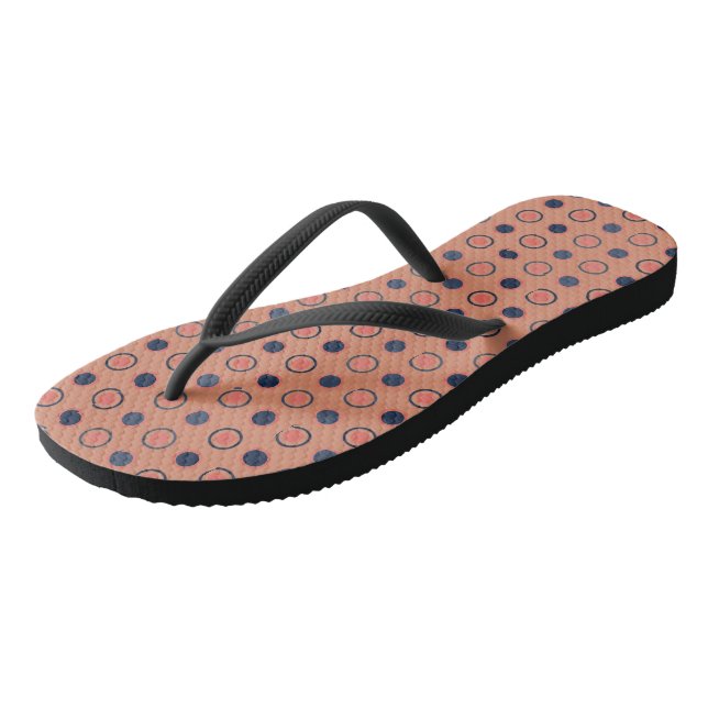 Blue and Peach Dots  Jandals (Angled)