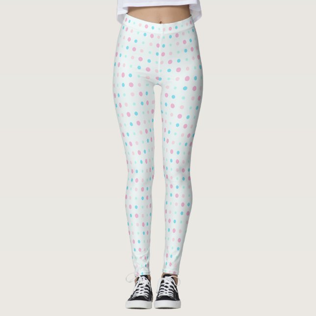 Blue and Peach Dots  Leggings (Front)
