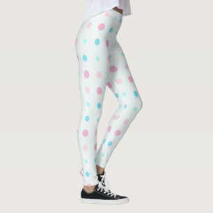 Blue and Peach Dots  Leggings