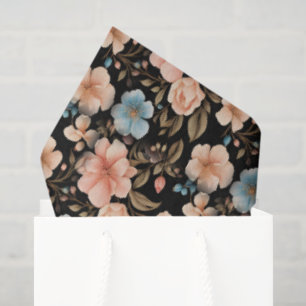 Blue and Peach Fantasy Floral Tissue Paper