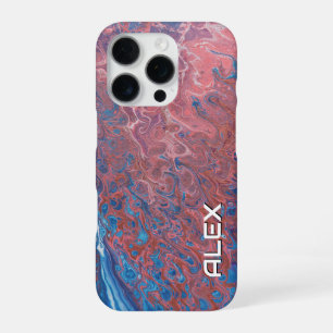 Blue and Peach Paint Swirl – Soft Abstract Pattern iPhone 16 Pro Case