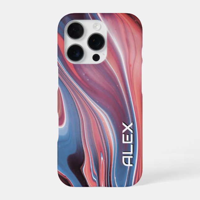 Blue and Peach Paint Swirl – Soft Abstract Pattern iPhone Case (Back)
