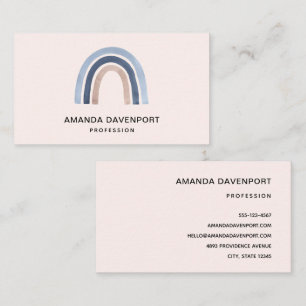 Blue and Peach Rainbow Boho Design Business Card