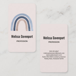 Blue and Peach Rainbow Boho Design Business Card