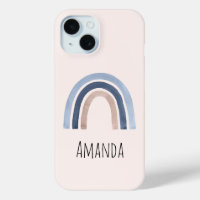 Blue and Peach Rainbow Boho Design