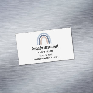 Blue and Peach Rainbow Boho Design Magnetic Business Card