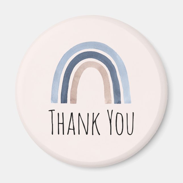 Blue and Peach Rainbow Boho Design Thank You Magnet (Front)