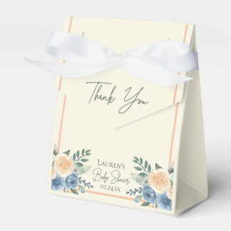 Blue and Peach Watercolor Floral Baby Shower Favour Box