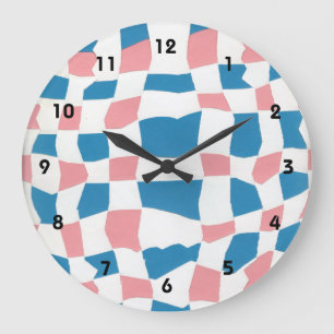 Blue and Pink Abstract Large Clock