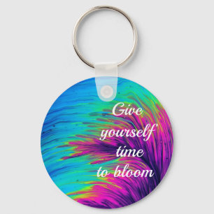 Blue and pink abstract painting Keychain