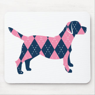 Blue and Pink Argyle Labrador Dog T-Shirt Mouse Pad