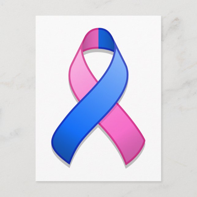 Blue and Pink Awareness Ribbon Postcard (Front)