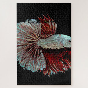 Blue and Pink Betta Splendens, SiameseFightingFish Jigsaw Puzzle
