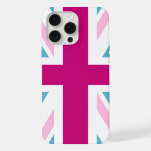 Blue and Pink British Flag iPhone 15 Pro Max Case