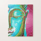 Blue and Pink Buddha Face Mosaic