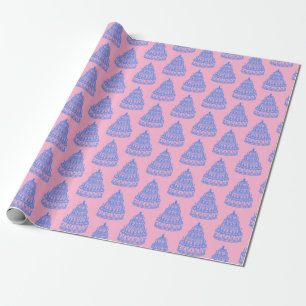 Blue and Pink Cake Print Wrapping Paper