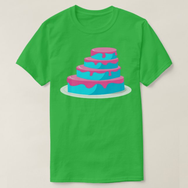 Blue and Pink Cake T-Shirt (Design Front)