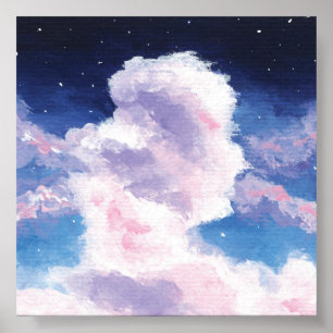Blue and Pink Clouds Print, Value Poster Paper