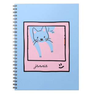 Blue and Pink Colors of Cute Cat Notebook