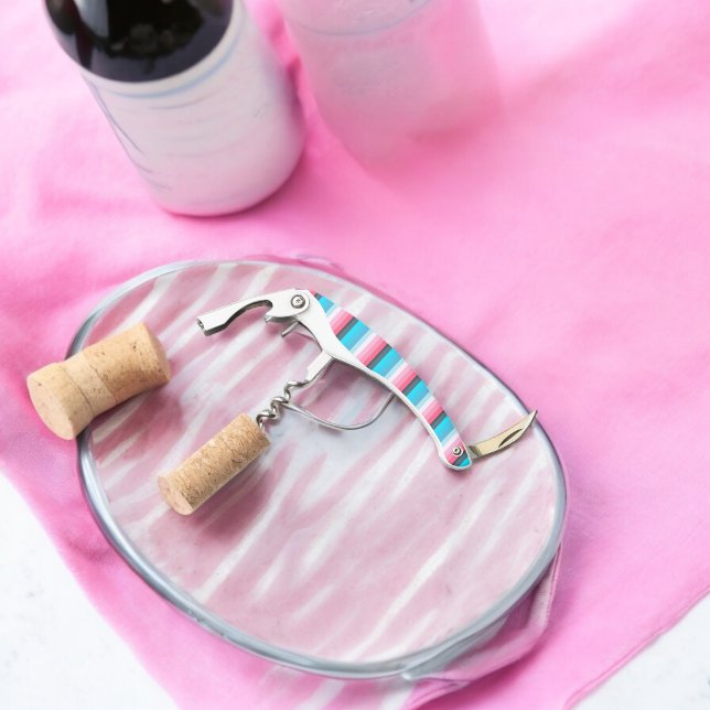 Blue and Pink Colour Shades Stripes Corkscrew (Corkscrew Bottle Opener)