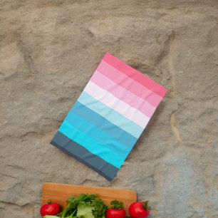 Blue and Pink Colour Shades Stripes Tea Towel