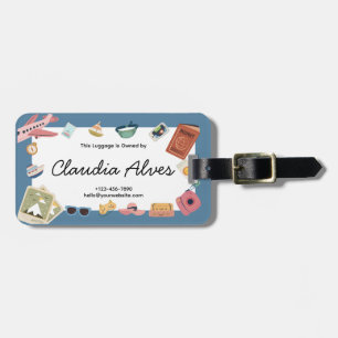 Blue and Pink Colourful Playful Travel Luggage Tag