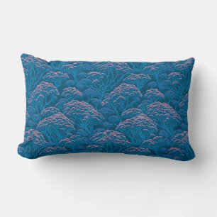 Blue And Pink Coral Reef Pattern Lumbar Cushion