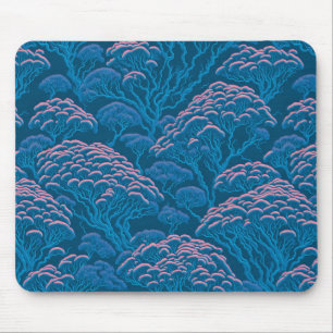 Blue And Pink Coral Reef Pattern Mouse Pad