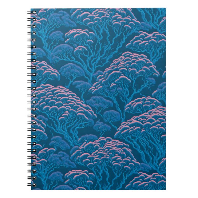 Blue And Pink Coral Reef Pattern Notebook (Front)