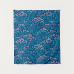 Blue And Pink Coral Reef Pattern Tapestry