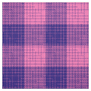Blue and Pink Crosshatch Chequered Design Fabric
