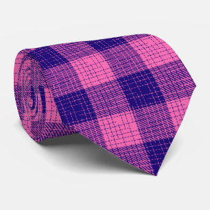 Blue and Pink Crosshatch Chequered Design Tie