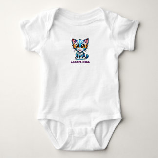 Blue and Pink Curious Kitten Adventures Baby Bodysuit