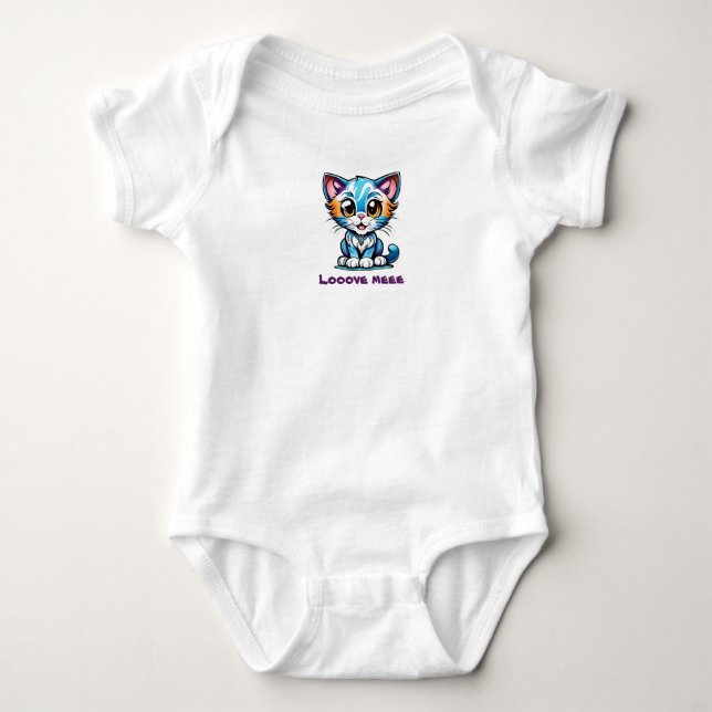Blue and Pink Curious Kitten Adventures Baby Bodysuit (Front)