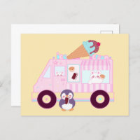 Blue And Pink Cute  Bunny Rabbit Ice Cream Truck