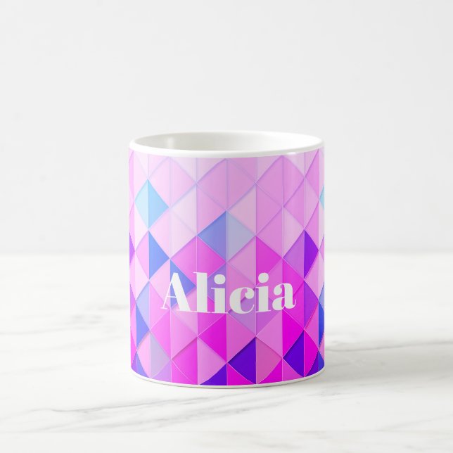 Blue and Pink Diamonds Coffee Mug (Center)