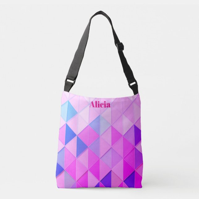 Blue and Pink Diamonds Crossbody Bag (Front)
