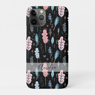 Blue and Pink Doodle Leaves Personalised Case-Mate iPhone Case