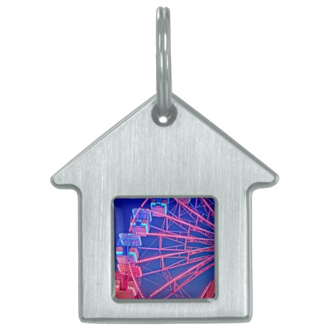 Blue and pink Ferris wheel Pet ID Tag (Front)