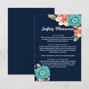 Blue And Pink Floral Botanical Safety Measures Card