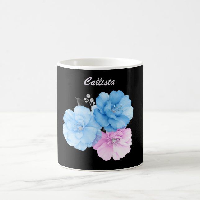 Blue and Pink Floral Chic Coffee Mug (Center)