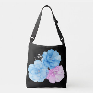 Blue and Pink Floral Chic Crossbody Bag