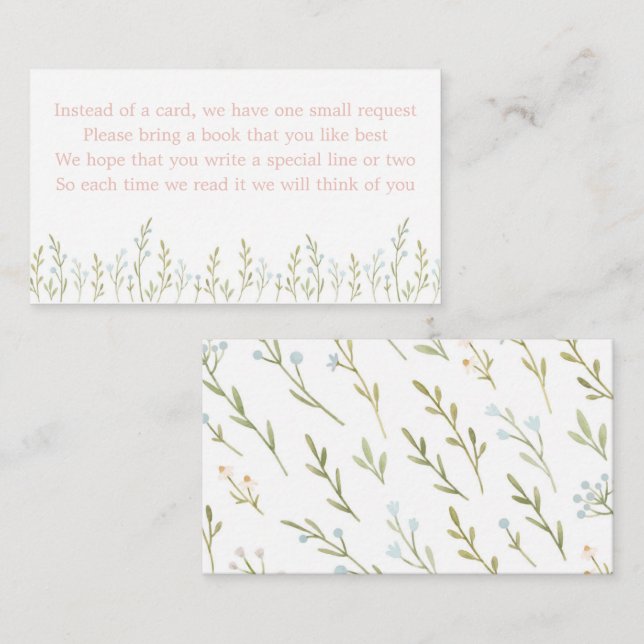 Blue and Pink Floral Diaper Card Insert (Front/Back)